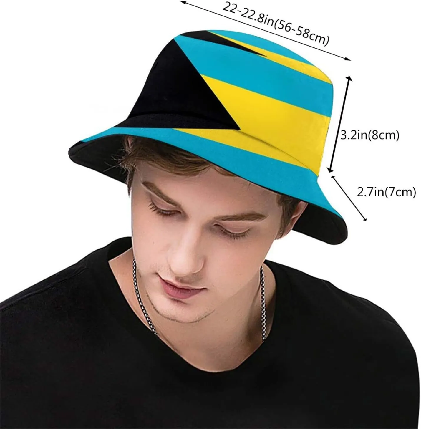Cute Bahamas Flag Bucket Hats Fashion Sun Cap Packable Outdoor Bahamian Fisherman Hat for Women and Men