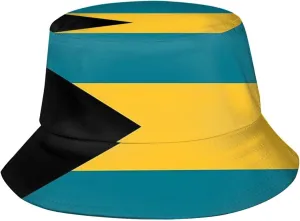 Cute Bahamas Flag Bucket Hats Fashion Sun Cap Packable Outdoor Bahamian Fisherman Hat for Women and Men