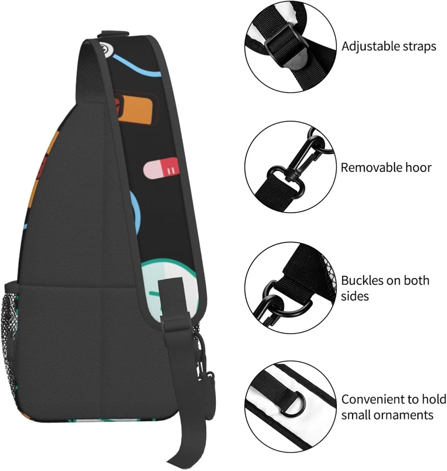 Cute Nurse Sling Backpack for Women Men, Chest Bag Daypack Crossbody for Travel Sport Running Hiking
