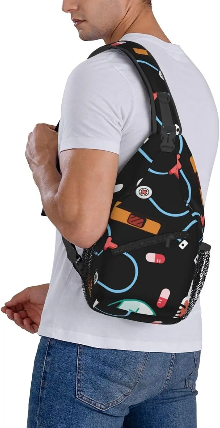 Cute Nurse Sling Backpack for Women Men, Chest Bag Daypack Crossbody for Travel Sport Running Hiking