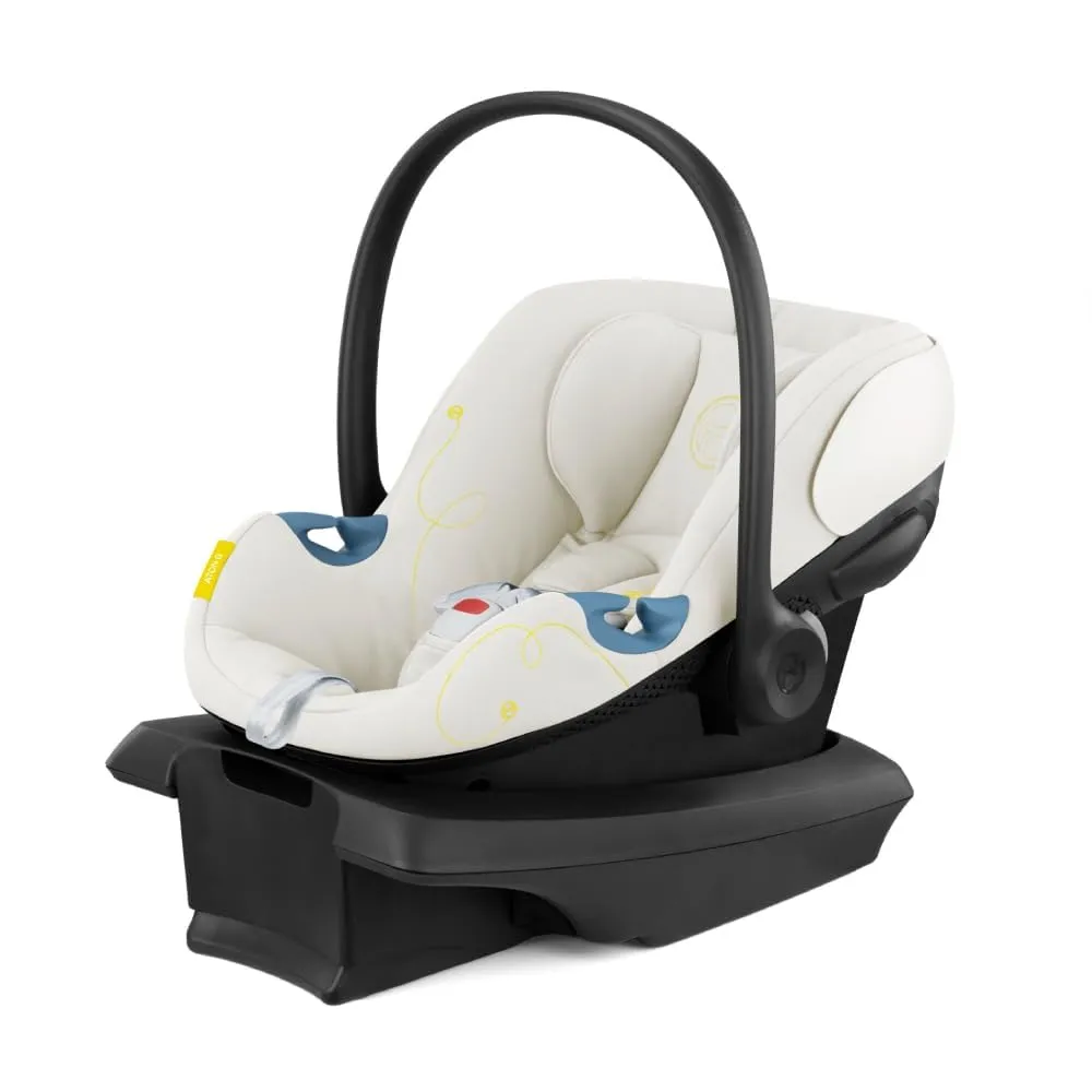 Cybex Aton G Infant Car Seat with Linear Side-Impact Protection, 11-Position Adjustable Headrest, in-Shell Ventilation, Easy-in Buckle, Safelock Base, Seashell Beige