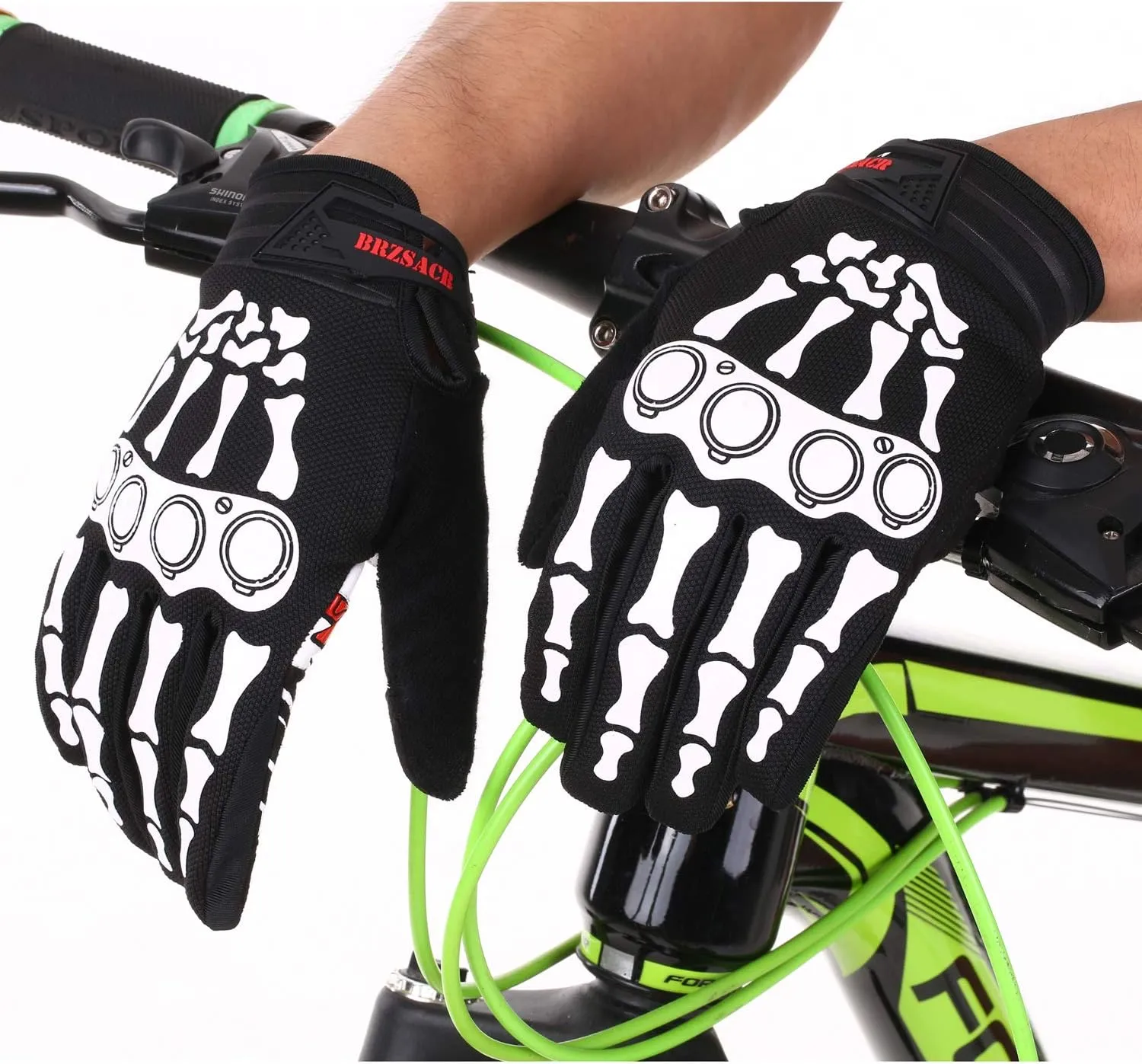 Cycling Gloves Skeleton Bone Motorcycle Bike Gloves Mountain Padded Road Bicycle Riding for Men Women Outdoor Resistance for Biking Climbing Hiking Full Finger Gloves.