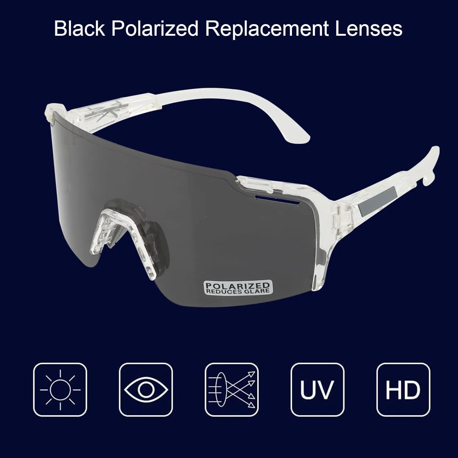 Cycling Sunglasses with Interchangeable Lenses, UV 400 Protection Polarized Sport Sunglasses for Baseball Hiking