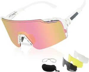 Cycling Sunglasses with Interchangeable Lenses, UV 400 Protection Polarized Sport Sunglasses for Baseball Hiking