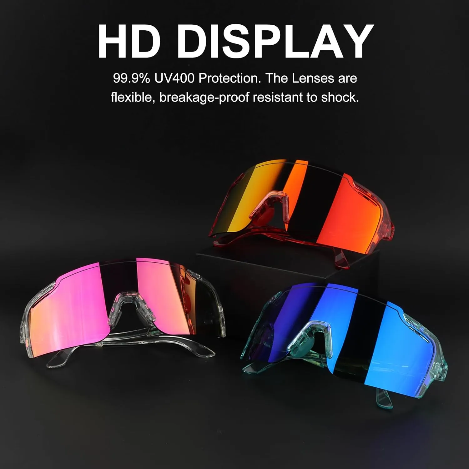 Cycling Sunglasses with Interchangeable Lenses, UV 400 Protection Polarized Sport Sunglasses for Baseball Hiking