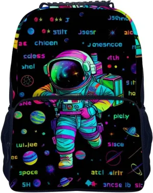 Daypack Backpack Anti-Theft Multipurpose Big Capacity Bookbag - Psychedelic Space Astronaut Outer Space Chemical Formula Art Business Computer Bag With Side Pockets