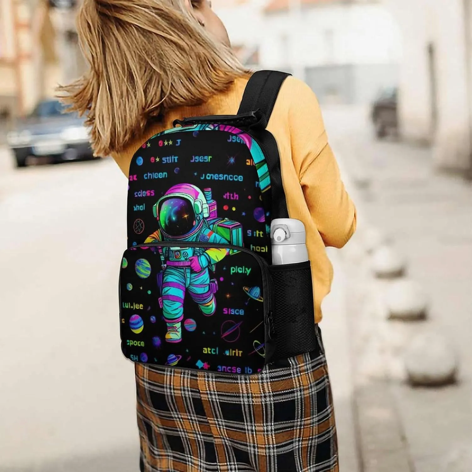 Daypack Backpack Anti-Theft Multipurpose Big Capacity Bookbag - Psychedelic Space Astronaut Outer Space Chemical Formula Art Business Computer Bag With Side Pockets
