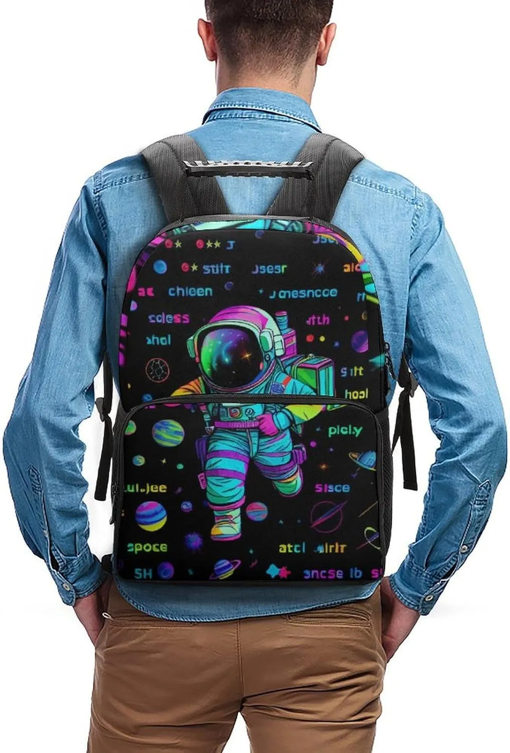 Daypack Backpack Anti-Theft Multipurpose Big Capacity Bookbag - Psychedelic Space Astronaut Outer Space Chemical Formula Art Business Computer Bag With Side Pockets