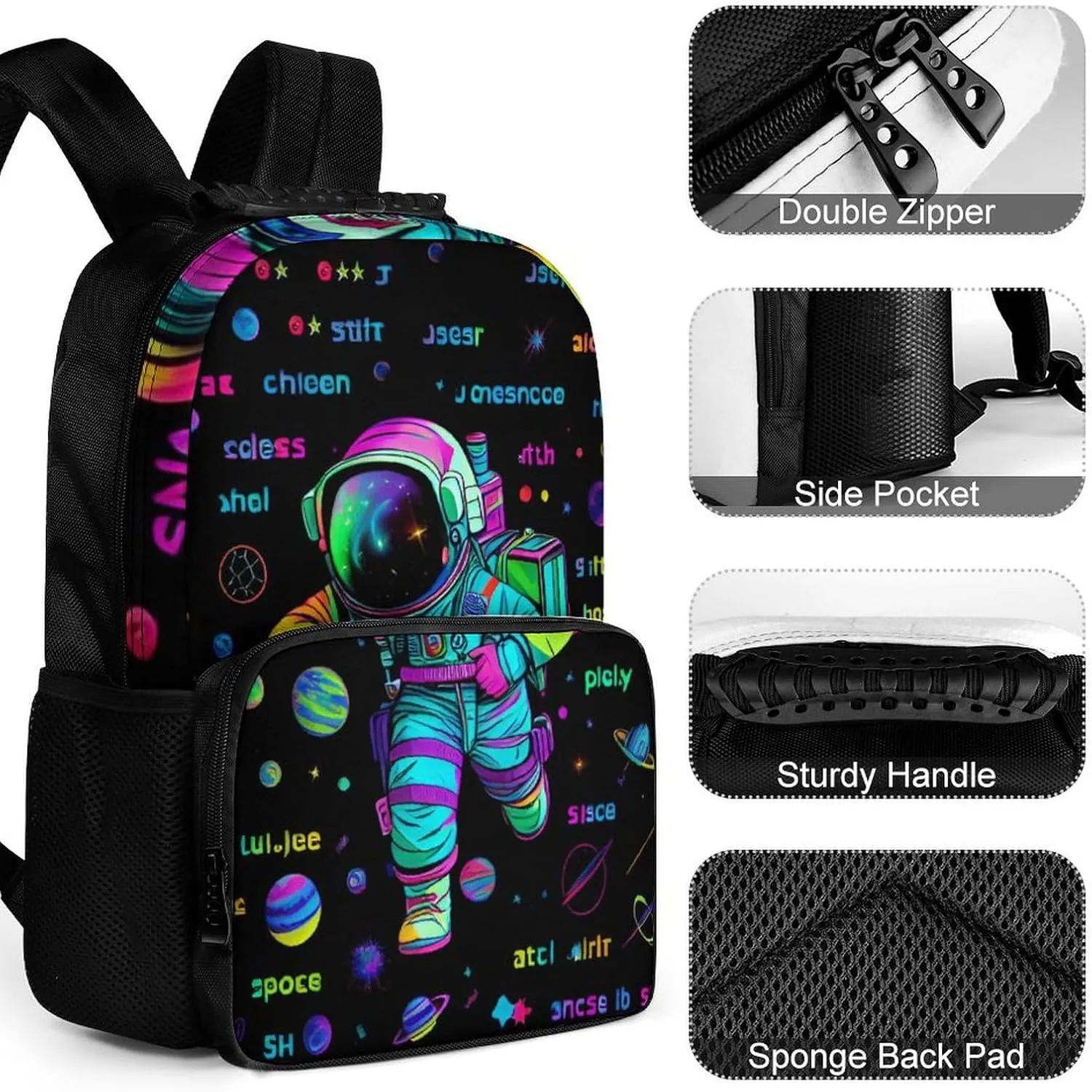 Daypack Backpack Anti-Theft Multipurpose Big Capacity Bookbag - Psychedelic Space Astronaut Outer Space Chemical Formula Art Business Computer Bag With Side Pockets