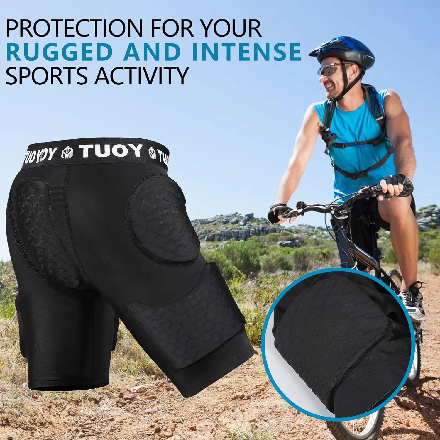 DGXINJUN Men's Padded Football Girdles 5-Pads Integrated Football Pads with Hip Tail Thigh Protector for Football Rugby