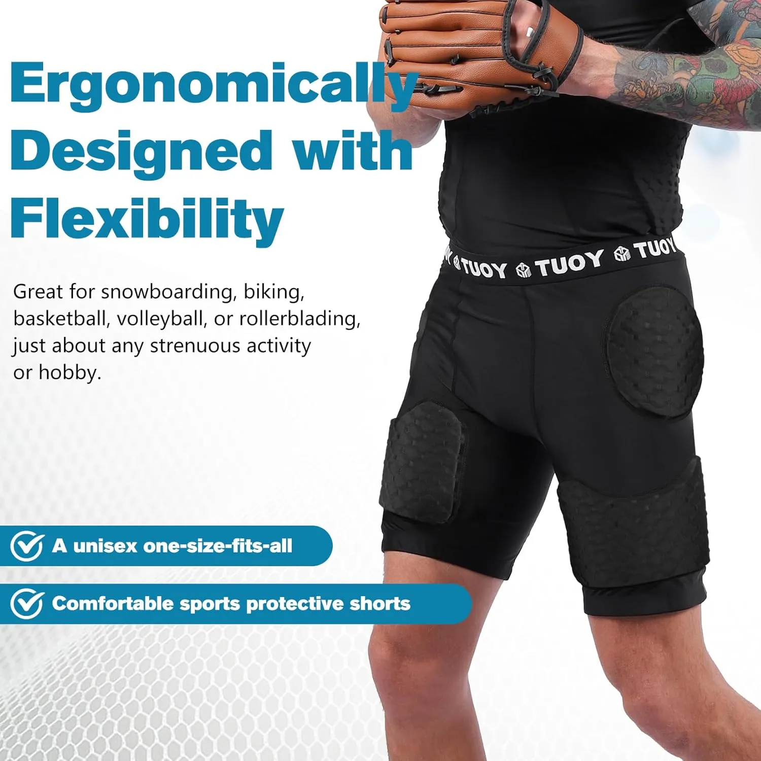 DGXINJUN Men's Padded Football Girdles 5-Pads Integrated Football Pads with Hip Tail Thigh Protector for Football Rugby
