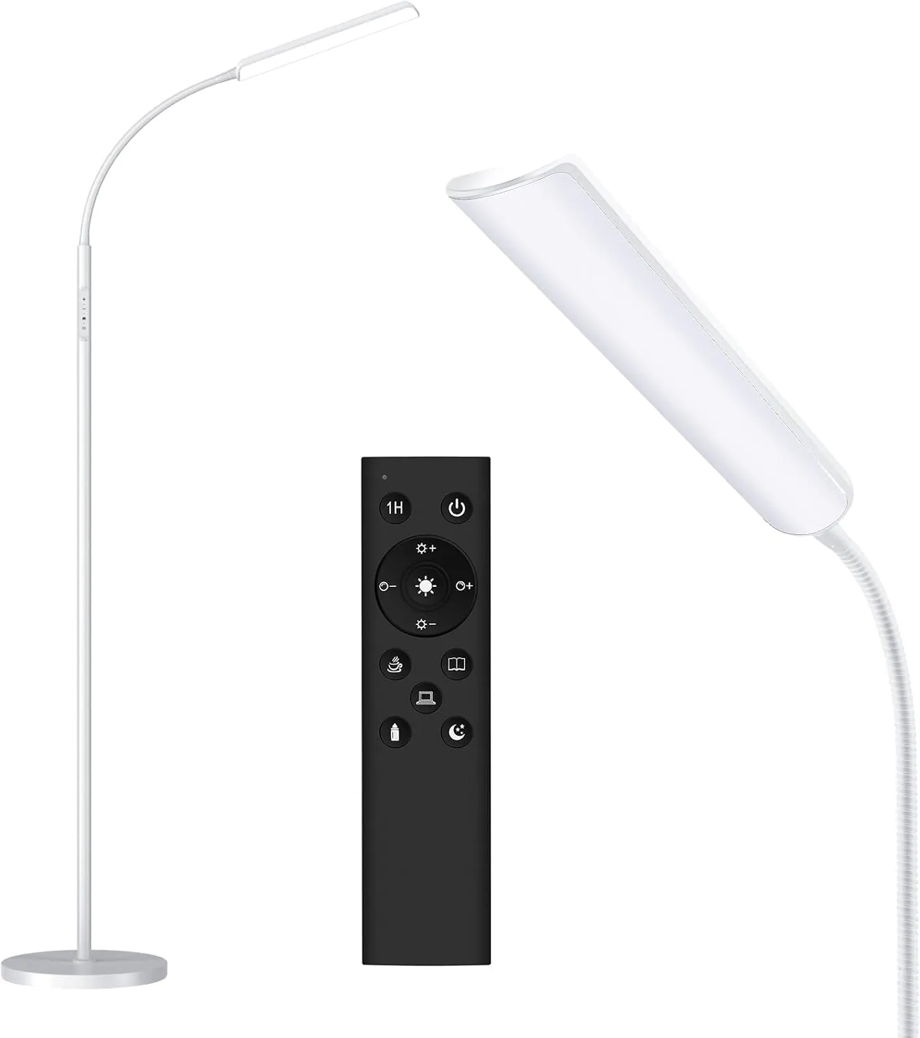 Dimunt LED Floor Lamp, Bright 15W Floor Lamps for Living Room with 1H Timer- White