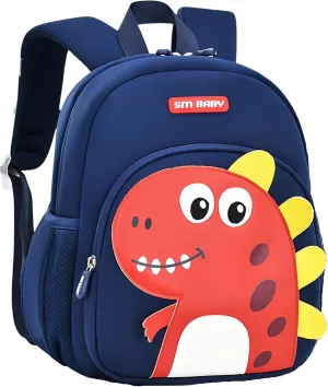 Dinosaur Backpack for Toddler Boys, Anti-lost Bookbag for Preschool Boys Kids Backpack, Fit A4 Folder, 01-Dark-blue Red