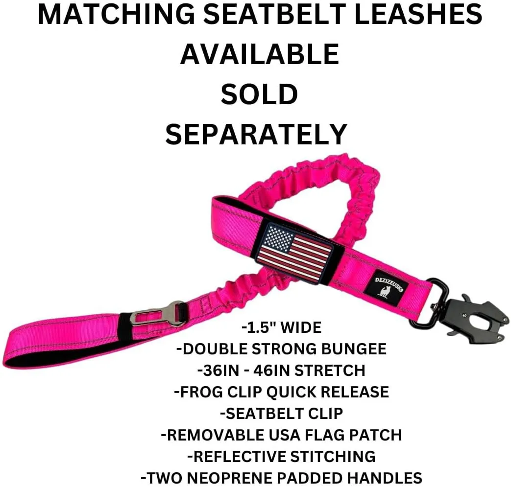 Dog Collars for Large Dogs - 2 inch Wide Dog Collar for Large Dogs Personalized Dog Collar with Metal Buckle American Flag Patch Name Plate Padded Dog Collar for Extra Large Dogs Male Female K9