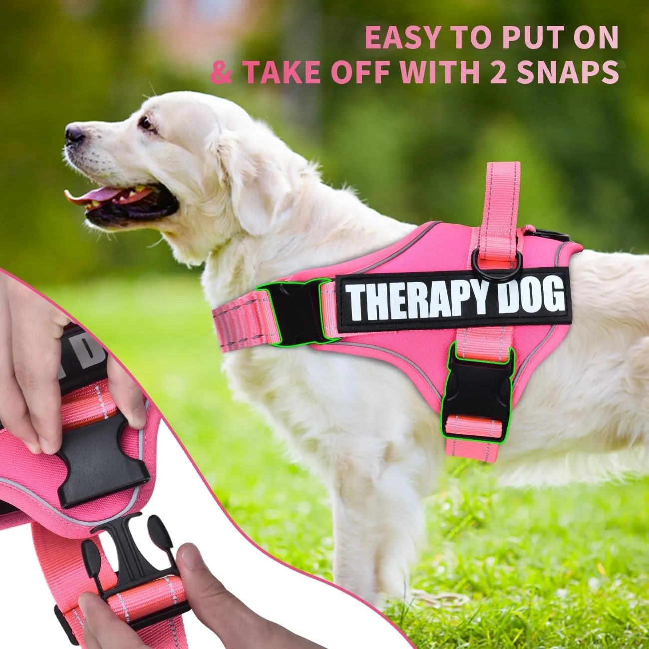 Dog Vest Harness and Leash Set, Animire Reflective Service Dog Vest with 10 Patches, 3 Rings No Choke Pet Vest for Leash Placement, in Training Dog Harness for Small Medium Large Dogs(Hot Pink,S)