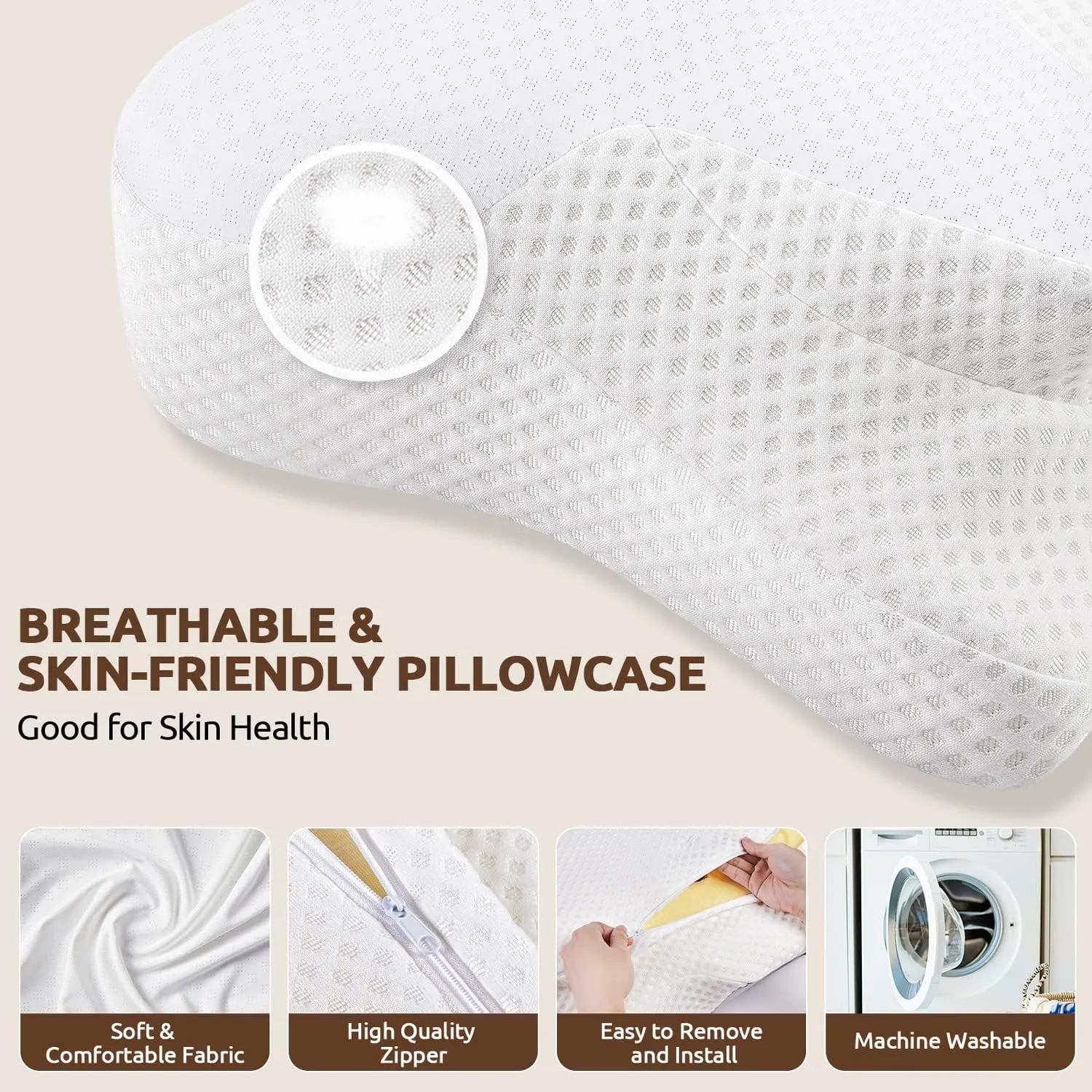 DONAMA Cervical Neck Pillow for Pain Relief,Odorless Contour Memory Foam Pillows with Cooling Pillowcase Cozy Sleeping, Orthopedic Ergonomic Bed Pillows for Side Back Stomach Sleepers