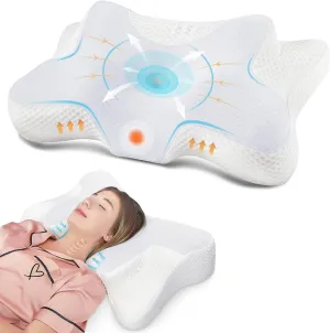 DONAMA Cervical Neck Pillow for Pain Relief,Odorless Contour Memory Foam Pillows with Cooling Pillowcase Cozy Sleeping, Orthopedic Ergonomic Bed Pillows for Side Back Stomach Sleepers