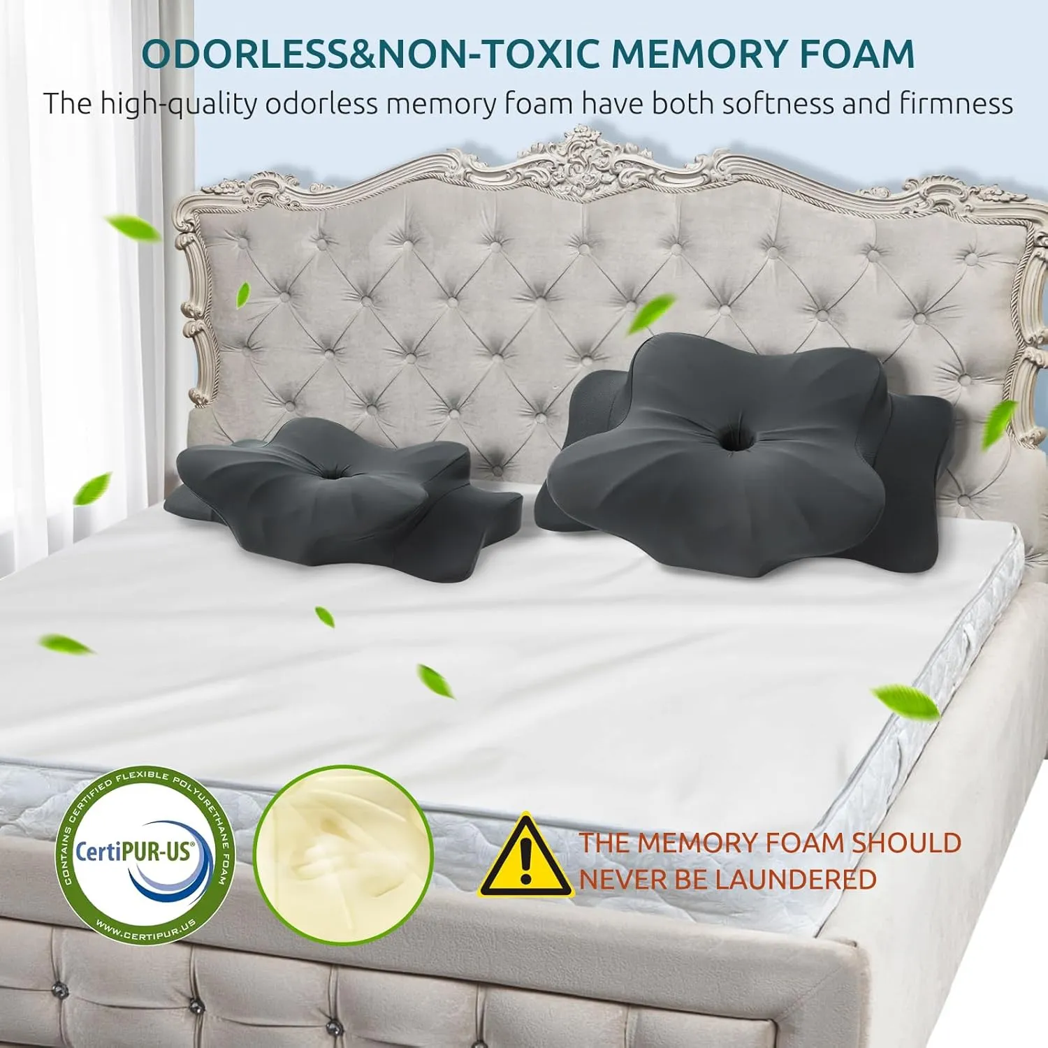 DONAMA Cervical Pillow for Neck and Shoulder,Contour Memory Foam Pillow,Ergonomic Neck Support Pillow for Side Back Stomach Sleepers with Pillowcase
