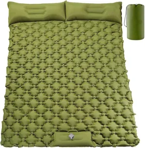 Double Camping Sleeping Pad, Inflatable Camping Pad Foot Press Ultralight 2 Person Camping Mat with Pillow for Camping Hiking Traveling Backpacking Tent