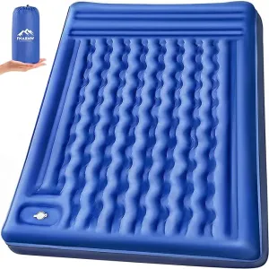 Double Sleeping Pad Camping, Self Inflating 5'' Extra-Thick 2 Person Pillow Built-in Foot Pump Waterproof Inflatable Sleeping Mat Backpacking, Tent, Hiking, Portable Camping Pad (Navy Grey)