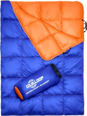 Down Puffy Camping Blanket & Memory Foam Camping Mattress Bundle
