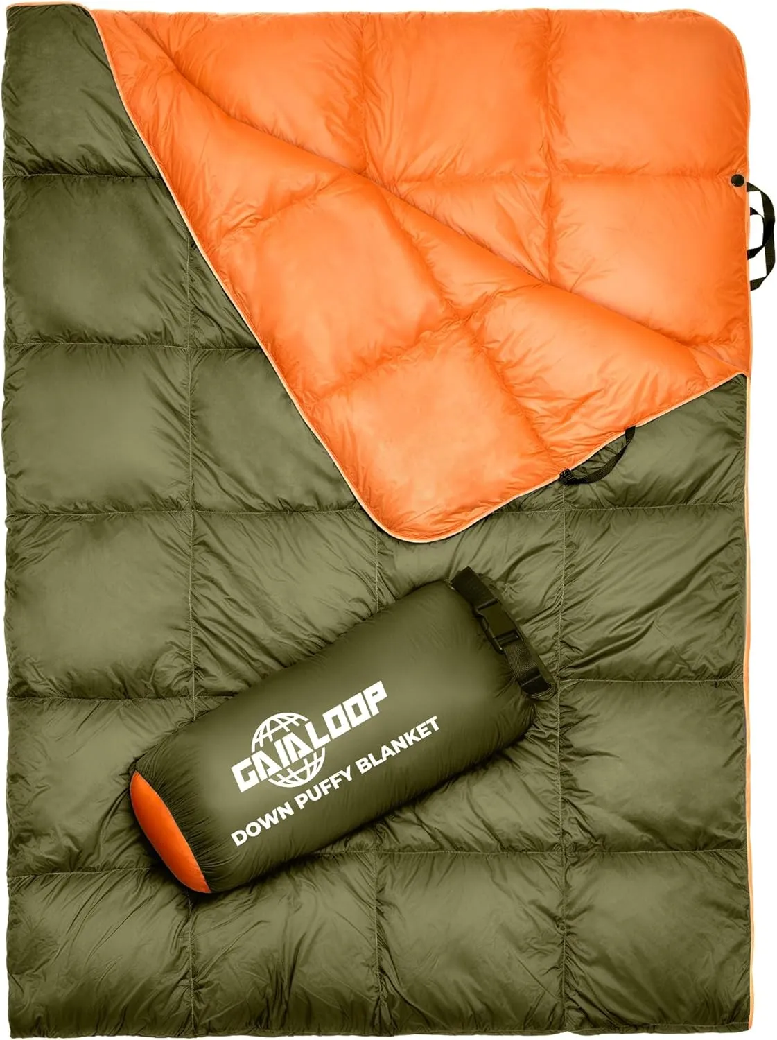 Down Puffy Camping Blanket and 4 in Thick Single Size Memory Foam Camping Mattress Bundle