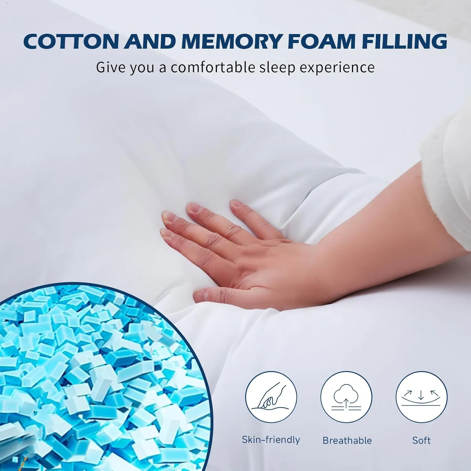 DOWNCOOL Memory Foam Body Pillow Insert with Fiber Cover - Large Full Body Pillows for Adults - Soft Long Bed Pillows for Side Sleepers - 20x54 inch (White, with Cover)