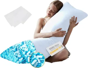 DOWNCOOL Memory Foam Body Pillow Insert with Fiber Cover - Large Full Body Pillows for Adults - Soft Long Bed Pillows for Side Sleepers - 20x54 inch (White, with Cover)