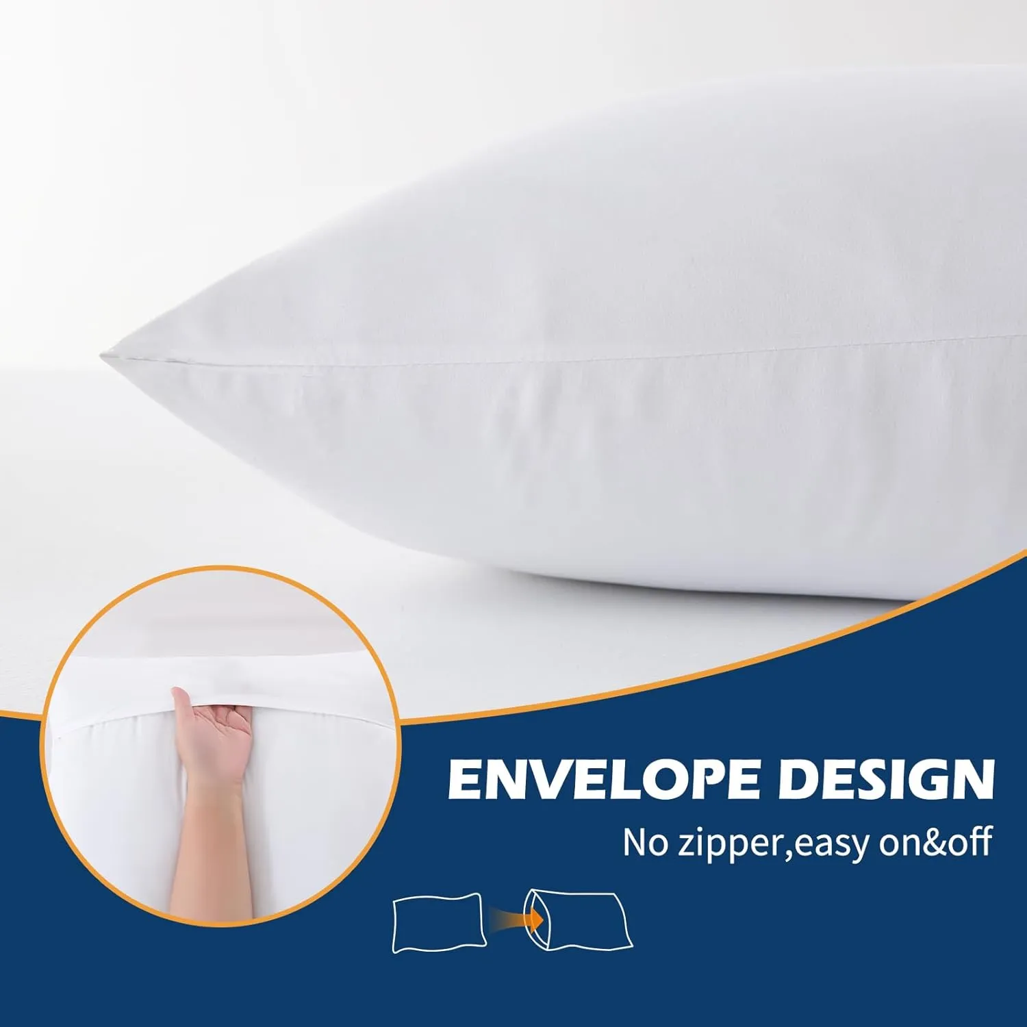 DOWNCOOL Memory Foam Body Pillow Insert with Fiber Cover - Large Full Body Pillows for Adults - Soft Long Bed Pillows for Side Sleepers - 20x54 inch (White, with Cover)