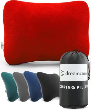 DREAMCARE Camping Pillow, Memory Foam Travel Pillow, Camping Accessories - Small Pillow Camping Essentials Camping Pillows for Sleeping, Backpacking Pillow, Travel Pillows for Sleeping (Small,Red)