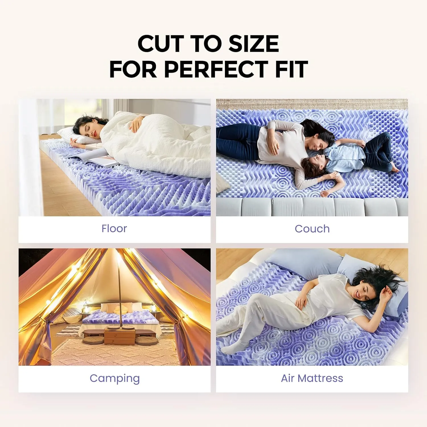 Dreamsmith 4 Inch 7-Zone King Memory Foam Mattress Topper, Cooling Gel Infused Foam Mattress Topper Queen, CertiPUR-US Certified