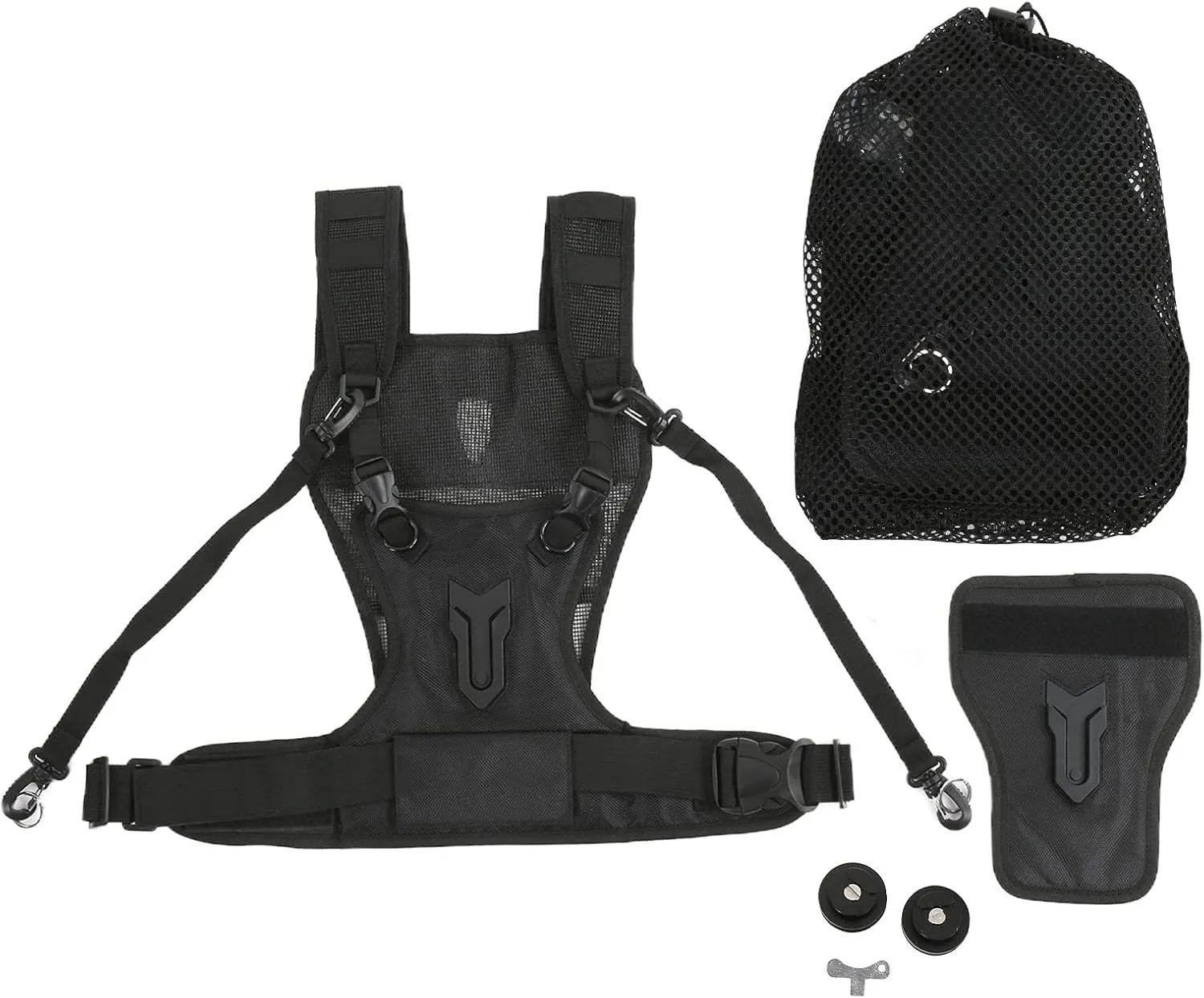 Dual Camera Strap, Nylon Dual Shoulder Camera Harness Comfortable Breathable Adjustable Multi Carrier Chest Harness for Photographer Hiking Climbing Travel