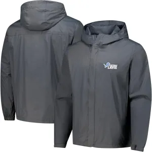 dunbrooke Men's Graphite Detroit Lions Tropic Waterproof Packable Full-Zip Hoodie Jacket