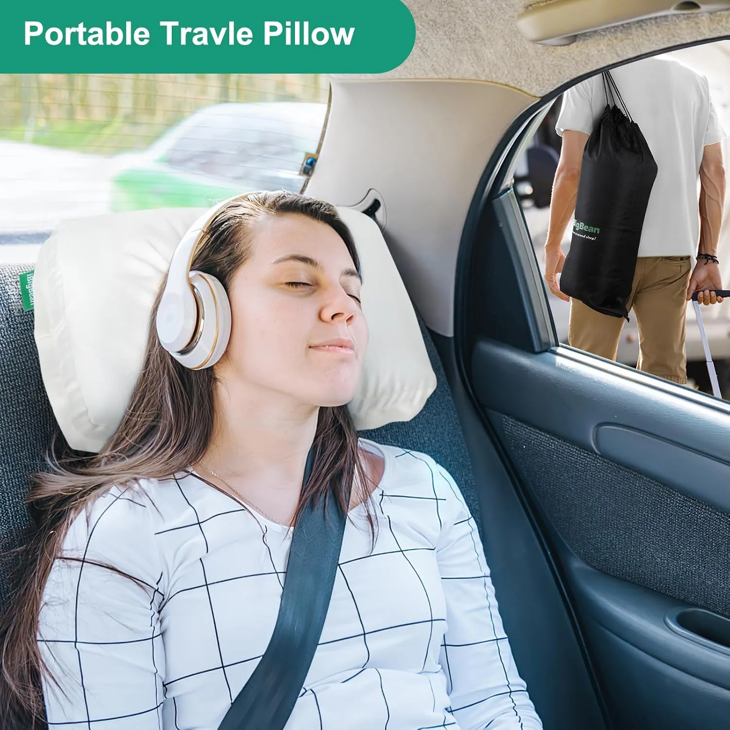Ear Piercing Pillow - Breathable Big Ear Hole Pillow - with Satin Smooth Pillowcase - 15.9''L x 11''W x 4''H - Come with Portable Backpack