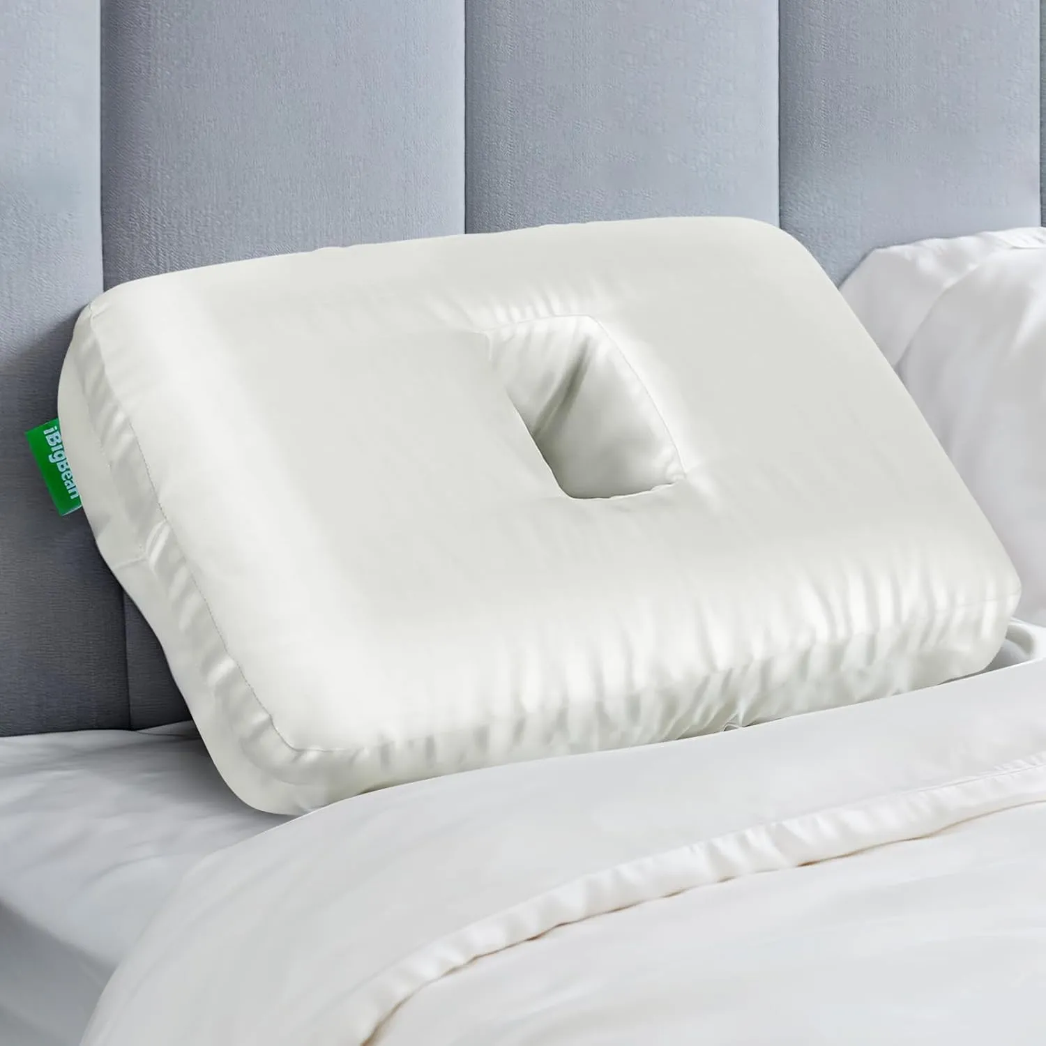 Ear Piercing Pillow - Breathable Big Ear Hole Pillow - with Satin Smooth Pillowcase - 15.9''L x 11''W x 4''H - Come with Portable Backpack