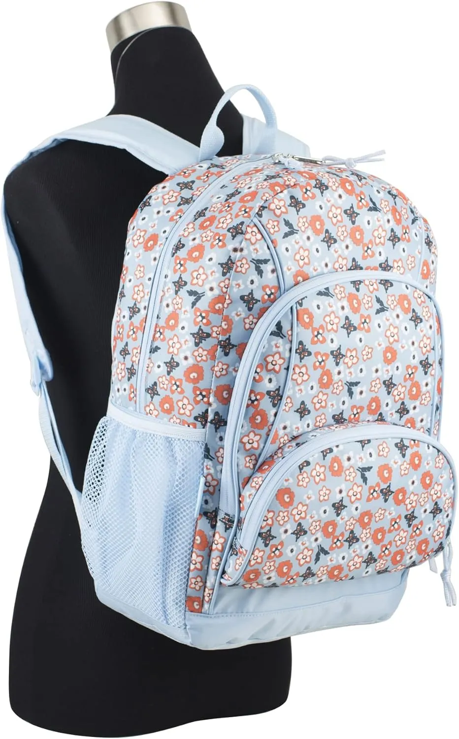 Eastsport Laptop Backpack, Multipurpose Casual Daypack, Triple Compartments Bookbag for College, Hiking, Work, 18 Inches, Blue Butterflies