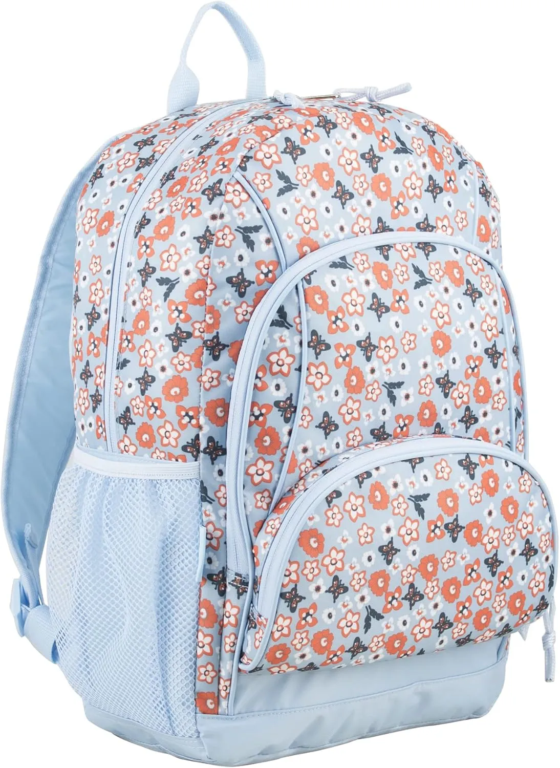 Eastsport Laptop Backpack, Multipurpose Casual Daypack, Triple Compartments Bookbag for College, Hiking, Work, 18 Inches, Blue Butterflies