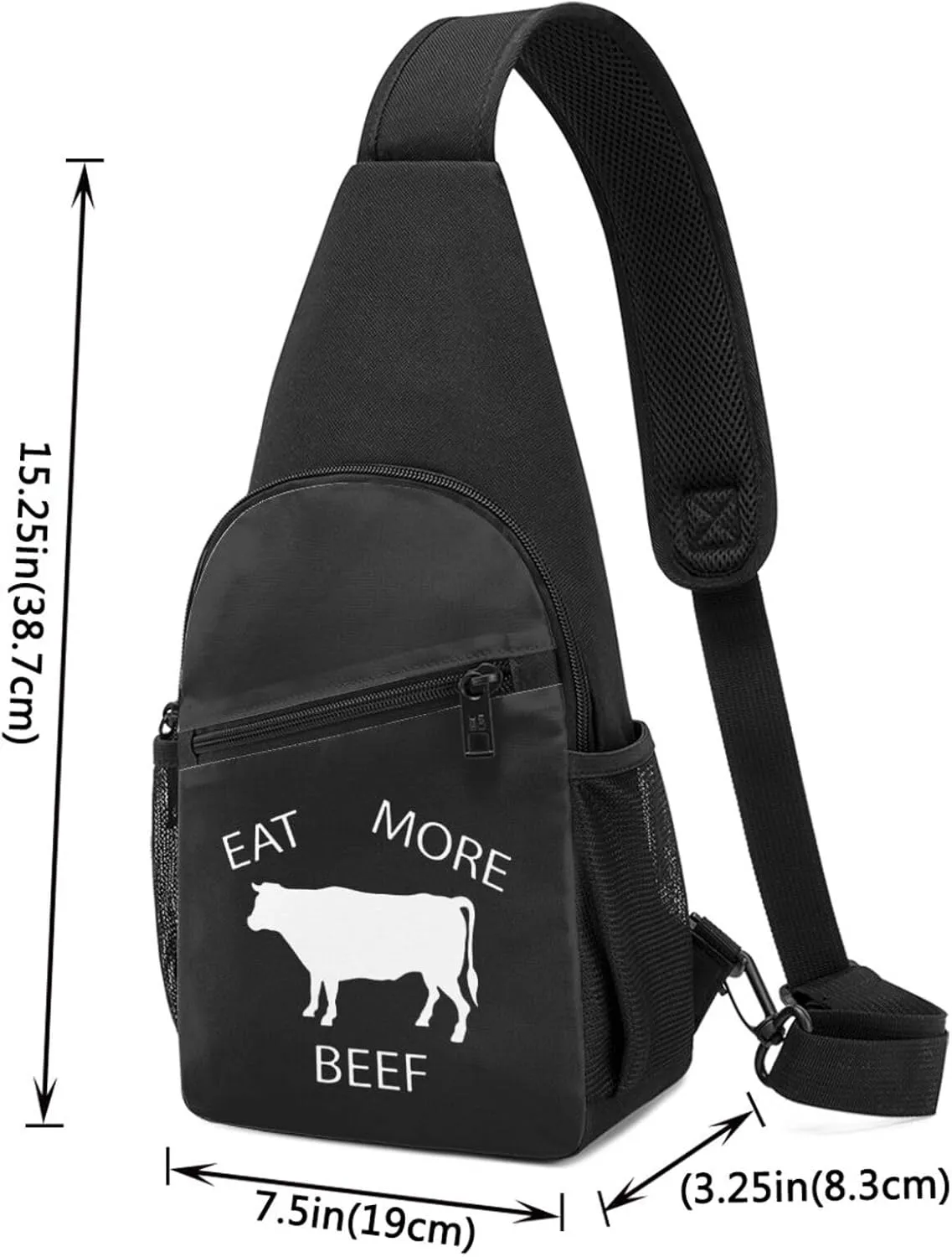 Eat More Beef Chest Bag Adjustable Leisure Travel Crossbody Shoulder Bag Unisex