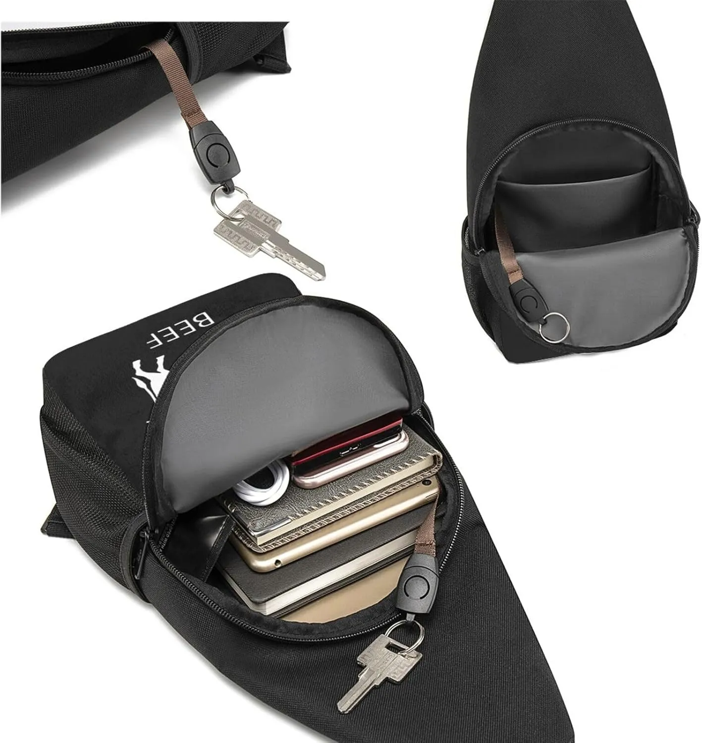 Eat More Beef Chest Bag Adjustable Leisure Travel Crossbody Shoulder Bag Unisex