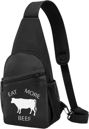 Eat More Beef Chest Bag Adjustable Leisure Travel Crossbody Shoulder Bag Unisex