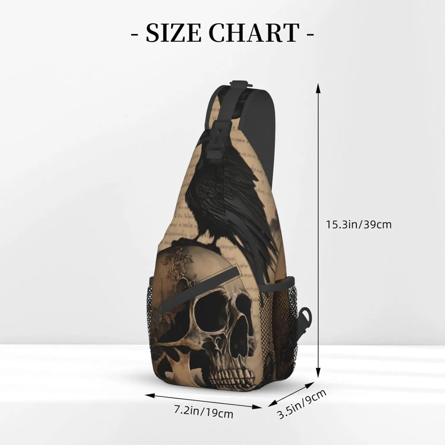 Edgar Allan Poe The Raven Skull Outdoor Cross-body Shoulder Bag, Unisex Backpack For Women Men Young Hiking Travel
