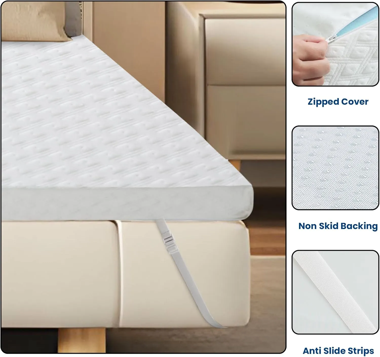 EDILLY 3 Inch Cooling Gel Memory Foam Mattress Topper Full Size, with Removable Soft Cover, Comfort Body Support & Pressure Relief