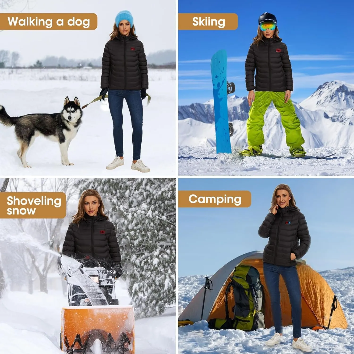 Electric Heated Vest USB Charging 3 Heating Levels 4 Switch Control 11 Heating Zones USB Jacket for Camping, Climbing