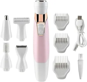 Electric Lady Shaver, 5-in-1 Painless Electric Razor for Women, Bikini Trimmer Women Body Hair Removal for Legs, Arms, Underarms, Face, Eyebrow and Bikini