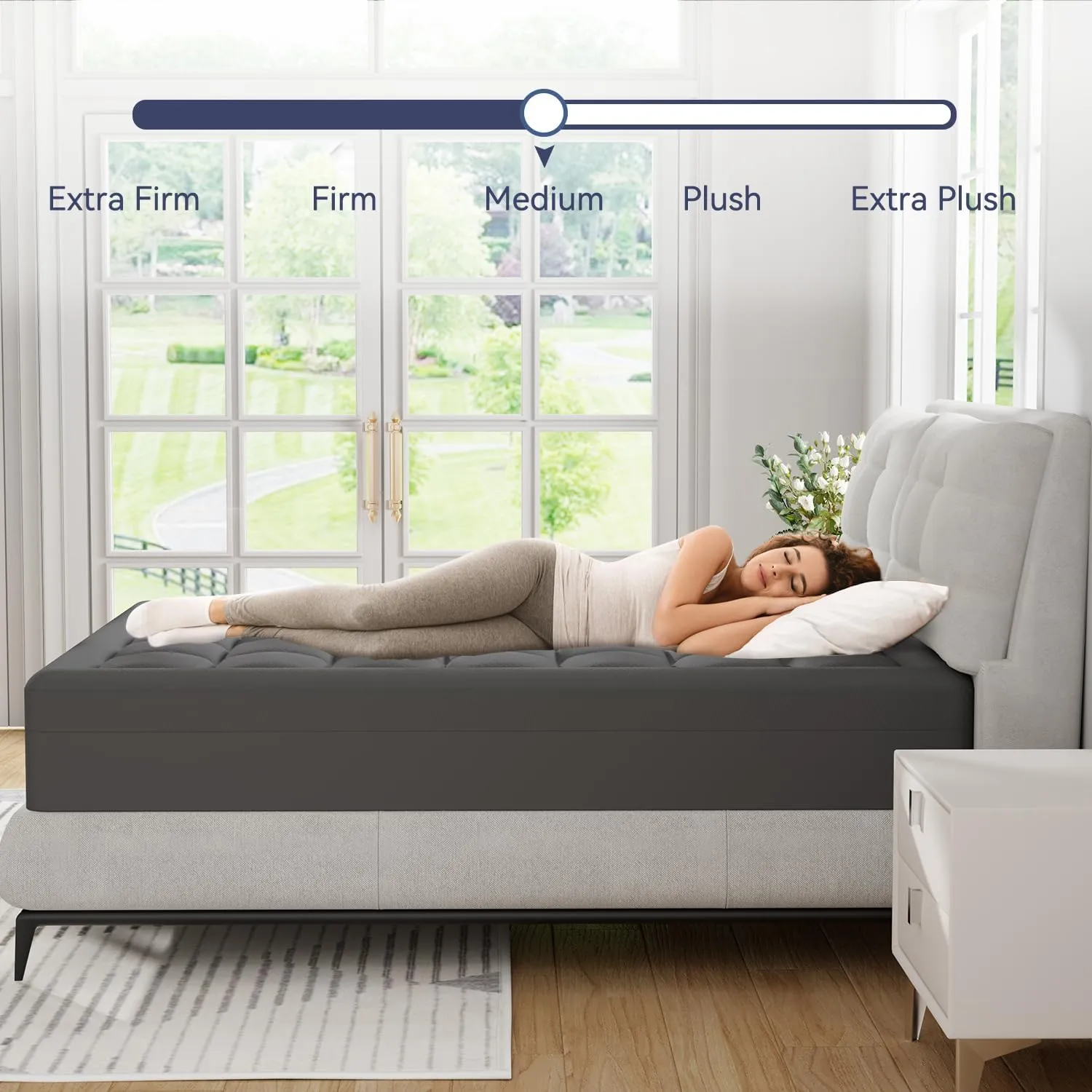 ELEMUSE Dual Layer 3 Inch Memory Foam Mattress Topper Full, 2 Inch Cooling Gel Memory Foam Plus 1 Inch Down Alternative Pillowtop Mattress Pad with Cooling Cover, Soft Comfort Support, Grey