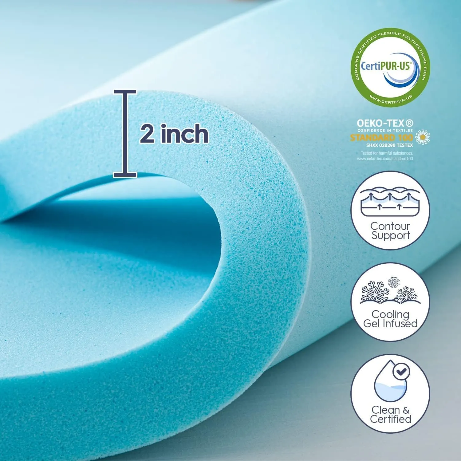 ELEMUSE Dual Layer 3 Inch Memory Foam Mattress Topper Queen, 2 Inch Cooling Gel Memory Foam Plus 1 Inch Down Alternative Pillowtop Mattress Pad with Cooling Cover, Soft Comfort Support, Grey