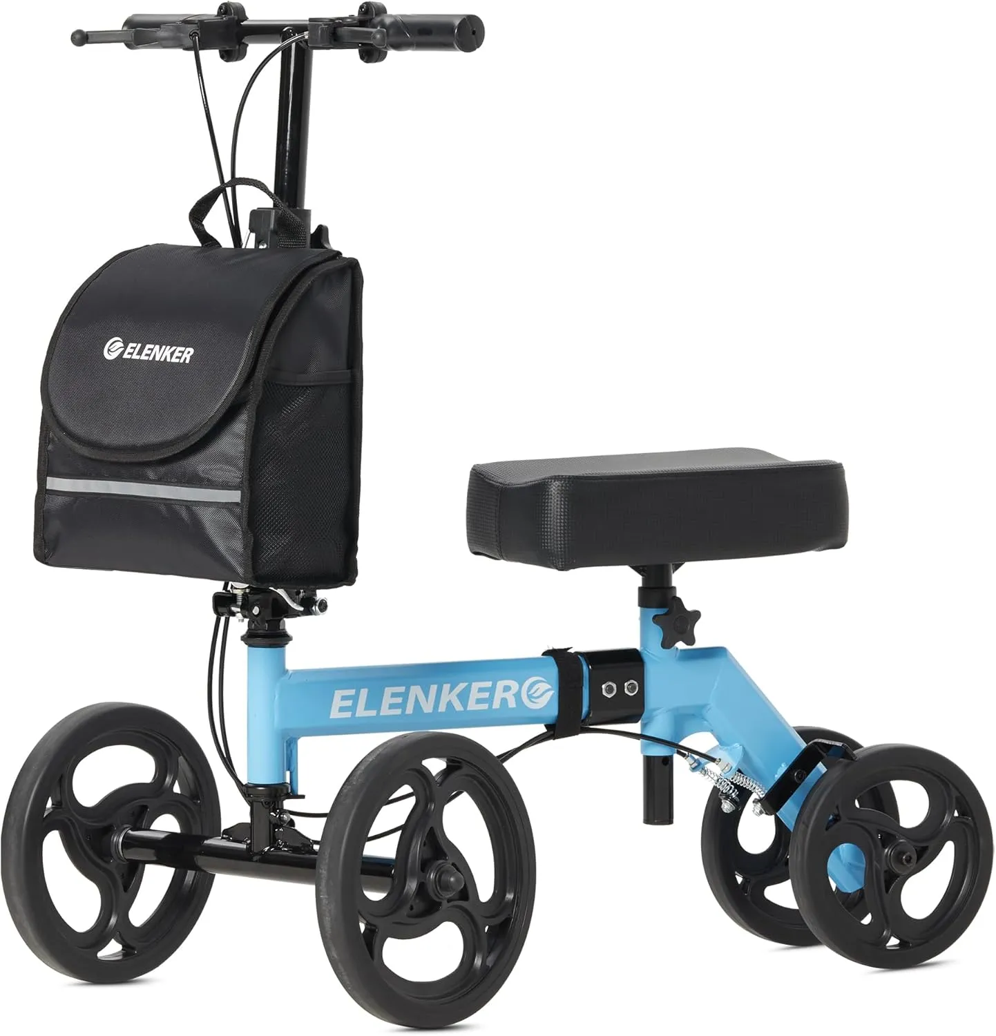 ELENKER Steerable Knee Walker Deluxe Medical Scooter for Foot Injuries Compact Crutches Alternative (Light Blue)