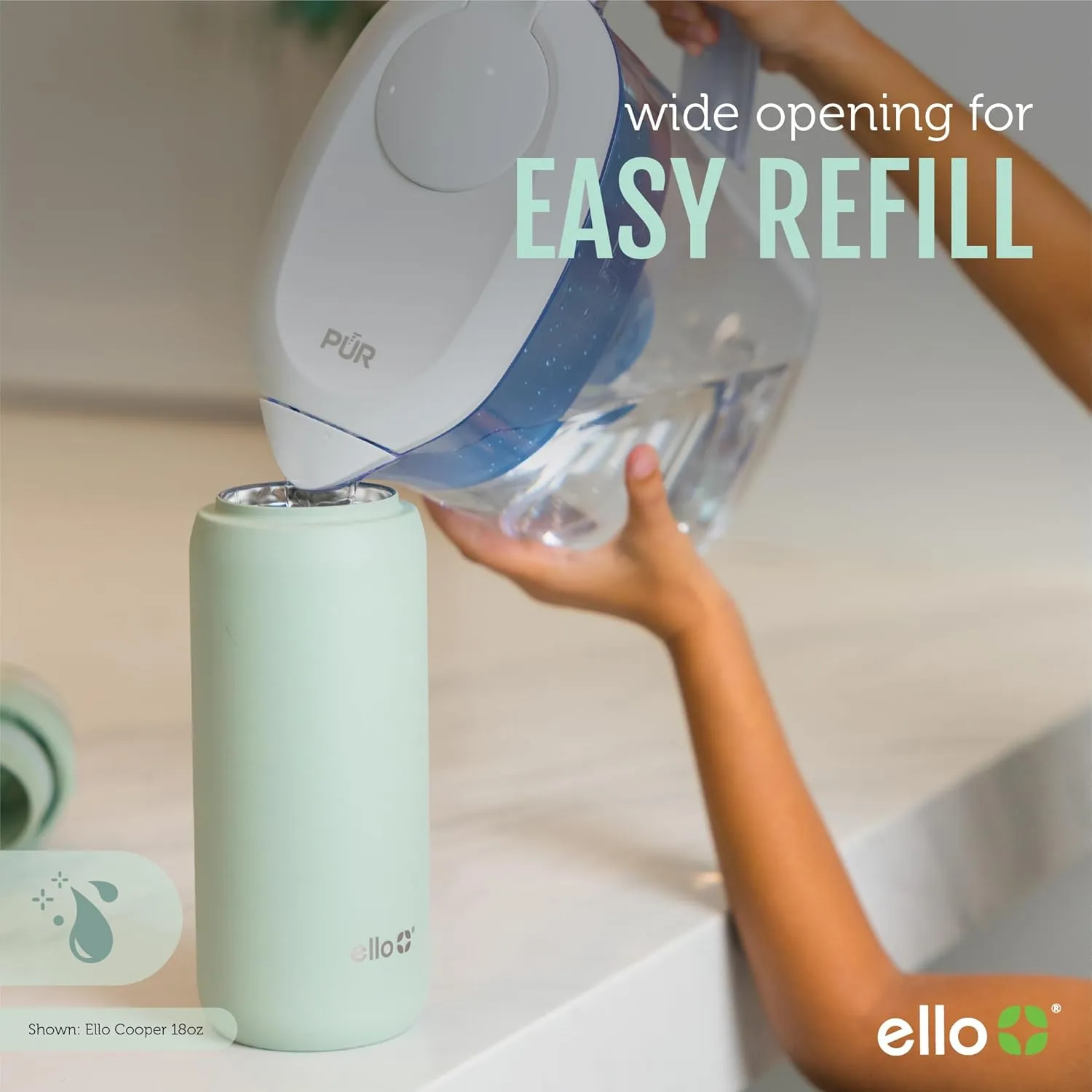 Ello Cooper 18oz Kids Stainless Steel Water Bottle with 2 Lids Chug and Straw | Leak Proof Double Walled and Vacuum Insulated | Fits Car Cupholder | Built in Carry Loop | Dishwasher Safe | Sage