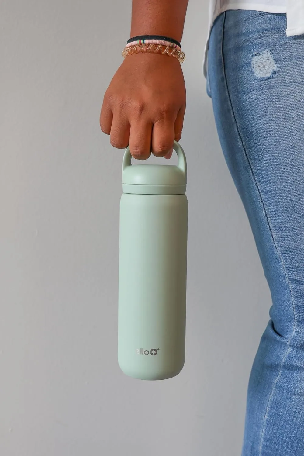 Ello Cooper 18oz Kids Stainless Steel Water Bottle with 2 Lids Chug and Straw | Leak Proof Double Walled and Vacuum Insulated | Fits Car Cupholder | Built in Carry Loop | Dishwasher Safe | Sage