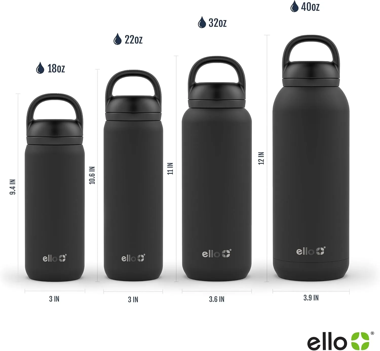 Ello Cooper 18oz Kids Stainless Steel Water Bottle with 2 Lids Chug and Straw | Leak Proof Double Walled and Vacuum Insulated | Fits Car Cupholder | Built in Carry Loop | Dishwasher Safe | Sage